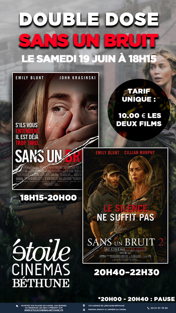 Sans Un Bruit 2 Canal+ Plus Diffusion SANS UN BRUIT DOUBLE DOSE (2020) au Béthune - Etoile Cinémas